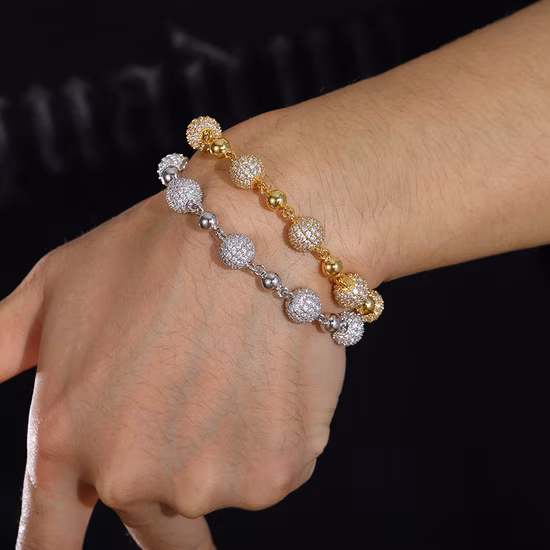 New Design Chain 10mm Iced out Bead Chain Necklace 18K Gold Plated Brass Aaaaa CZ Diamond Wholesale Fashion Jewelry