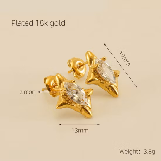 18K Gold Plated Stainless Steel Double Layered Heart Shape Stud Earrings