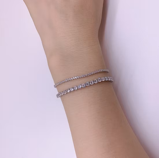 Adjustable 925 Sterling Silver CZ Crystal 3mm Tennis Chain Bracelet
