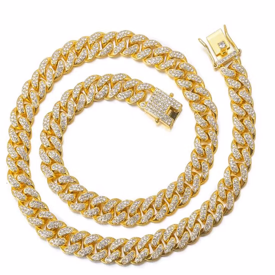 New Design Silver/14K Gold Plated /White Gold Plated 3D Print Wax Miami Cuban Chain Necklace
